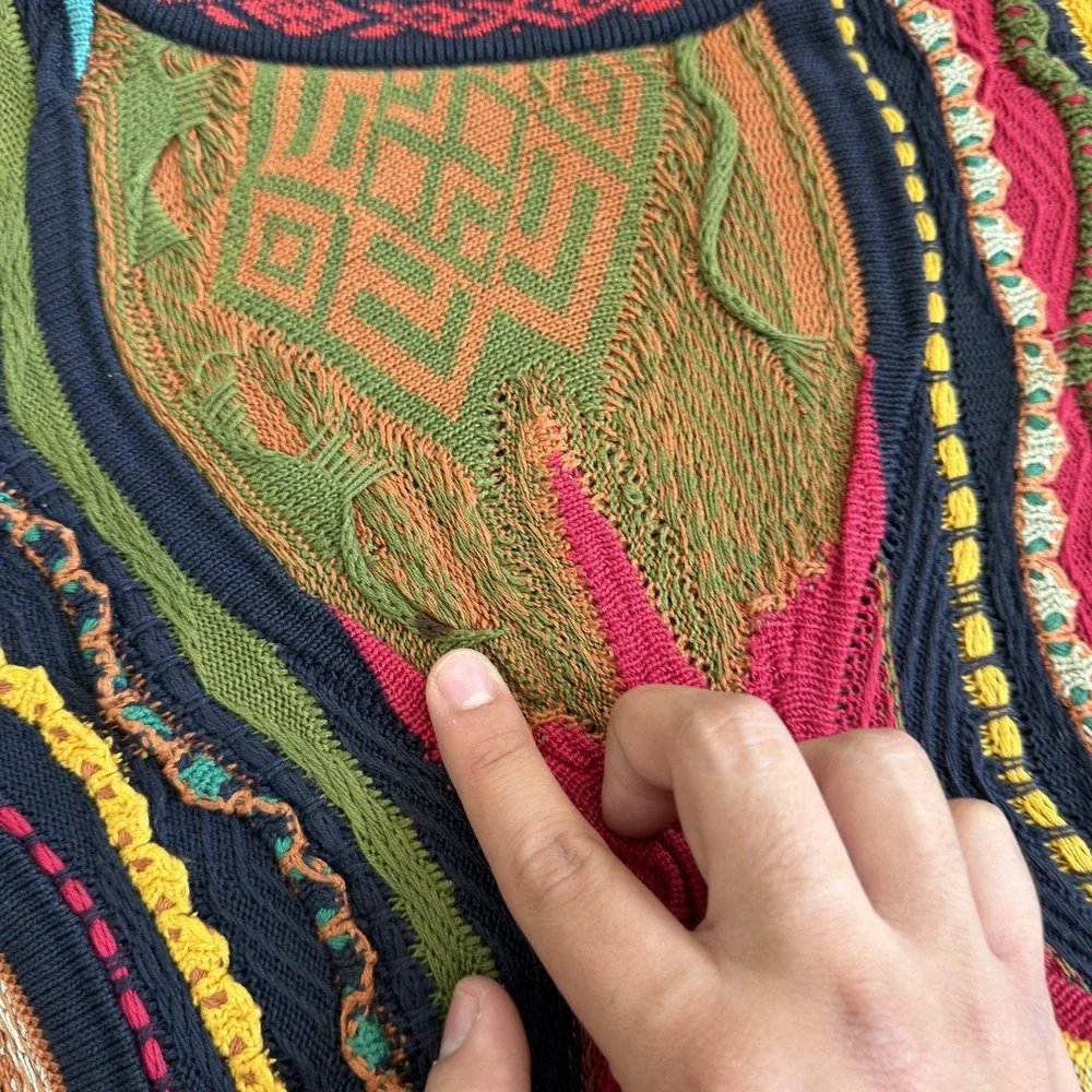 Vintage 90s Coogi Australia 3D Knit Crewneck Sweater Multicolored Size XL